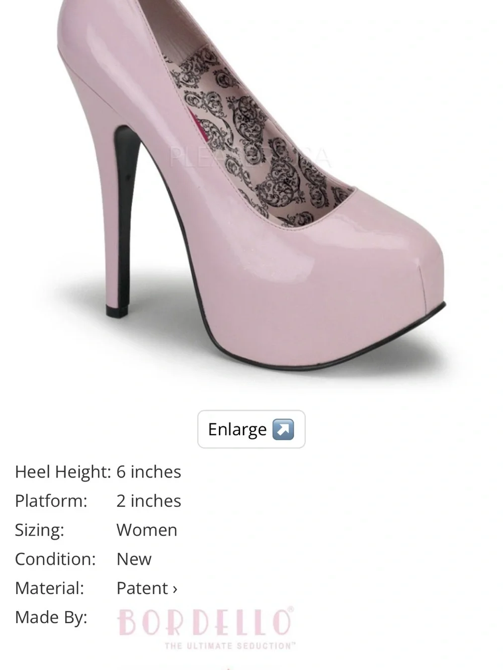 Pleaser Light Pink Patent High-Stiletto Platform Pump